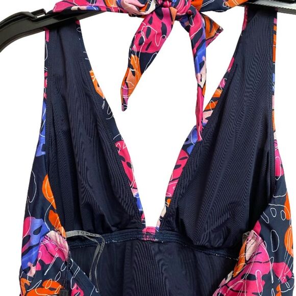 NWT Tommy Hilfiger Monstera Leaf Halter Tankini Top Size XL Multicolor Swim Top - Picture 10 of 12